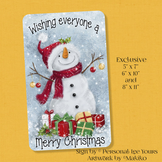 Makiko Exclusive Sign * Wishing Everyone A Merry Christmas Snowman * 3 Sizes * Lightweight Metal