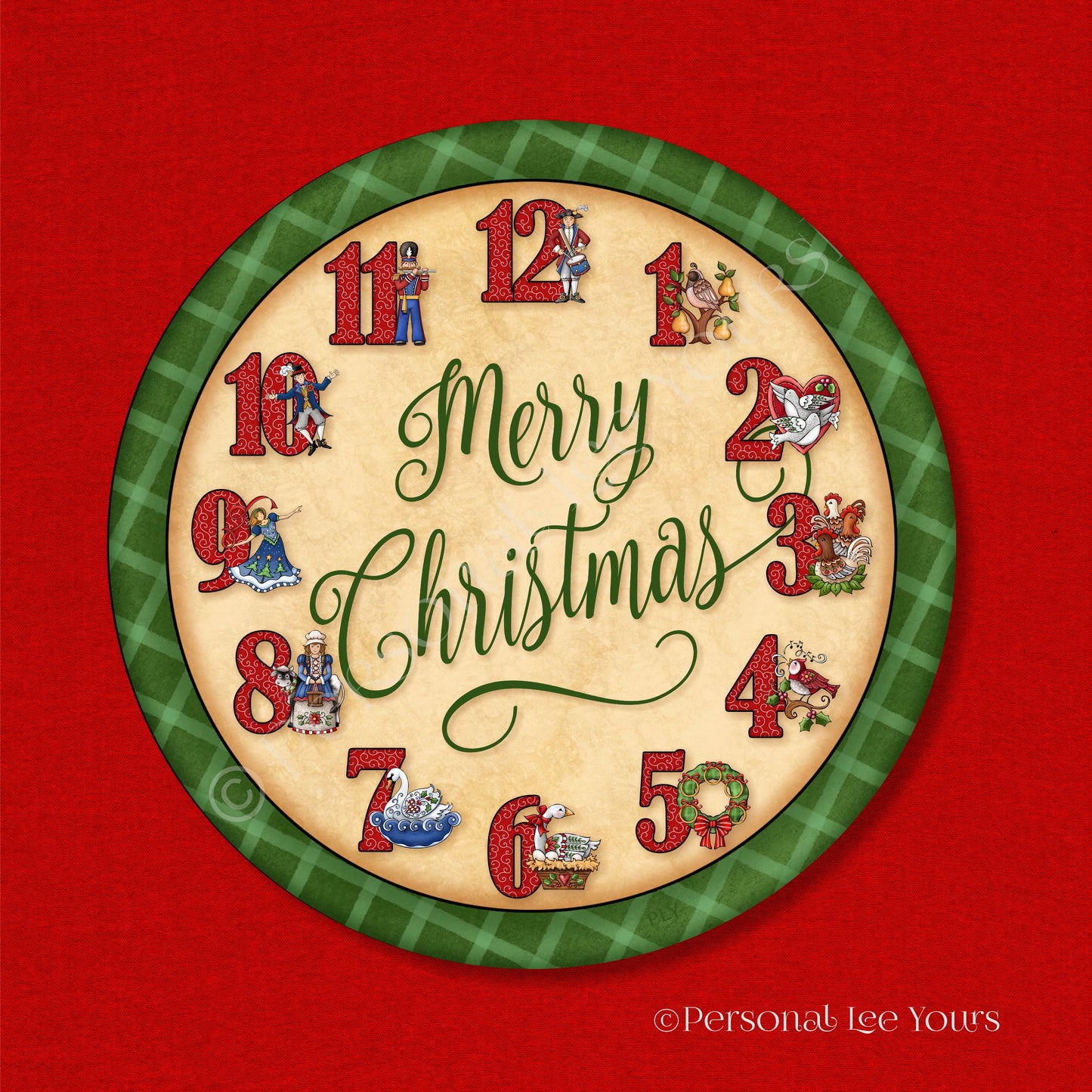 Christmas Wreath Sign * 12 Days Of Christmas * Round * Lightweight Metal