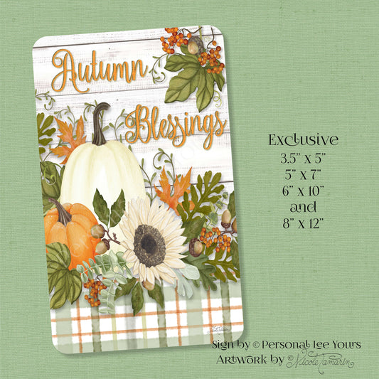 Nicole Tamarin Exclusive Sign * Autumn Blessings * Vertical * 4 Sizes * Lightweight Metal