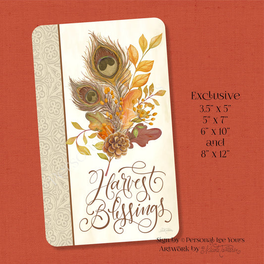 Nicole Tamarin Exclusive Sign * Fall Harvest Blessings * Vertical * 4 Sizes * Lightweight Metal