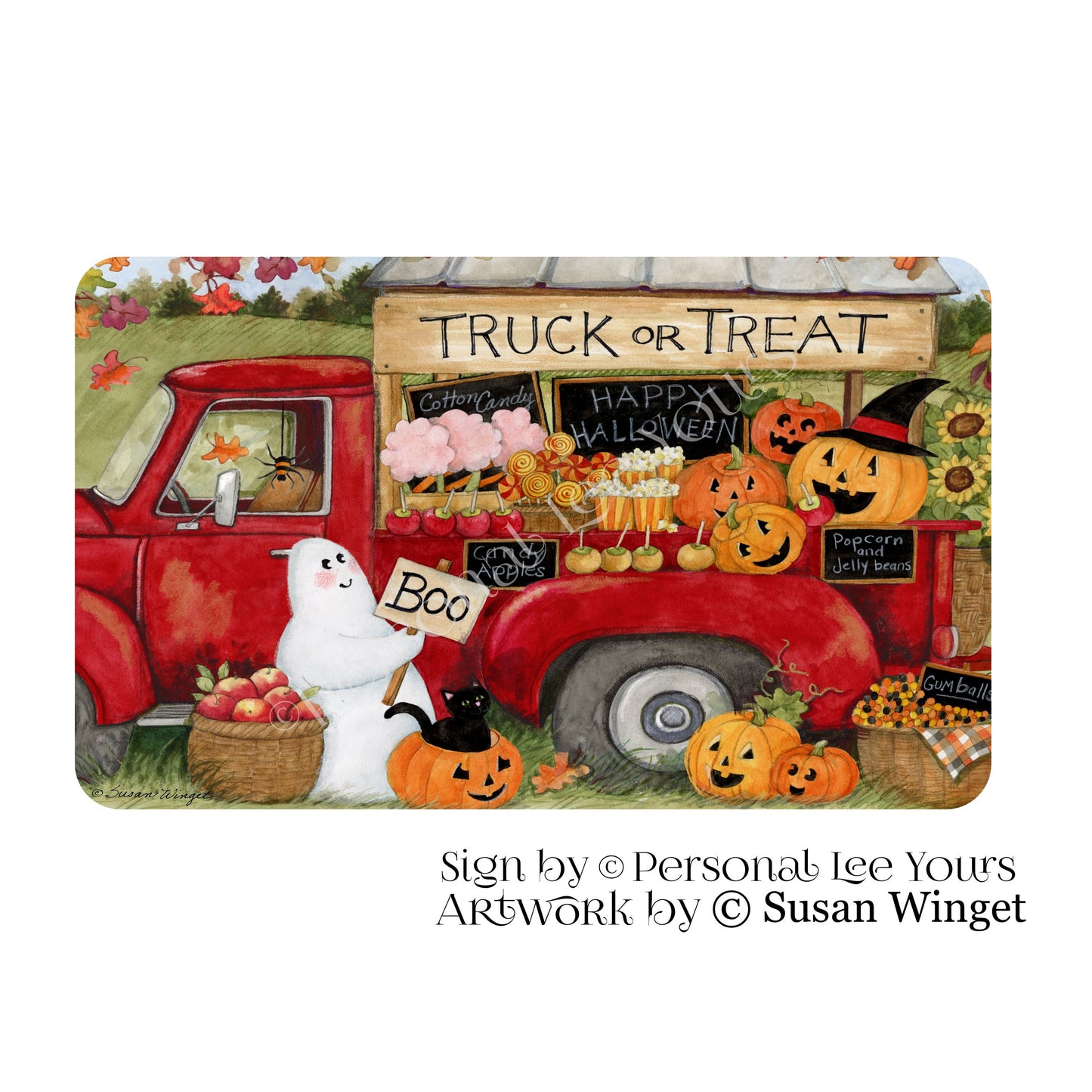 Susan Winget Exclusive Sign * Halloween ~ Truck Or Treat * 5 Sizes * Lightweight Metal