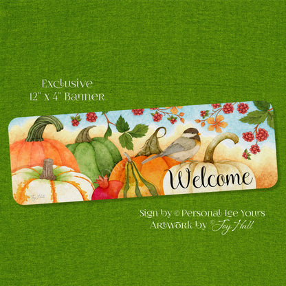 Joy Hall Exclusive Sign * Banner * Vibrant Autumn Welcome * 12" x 4" * Lightweight Metal