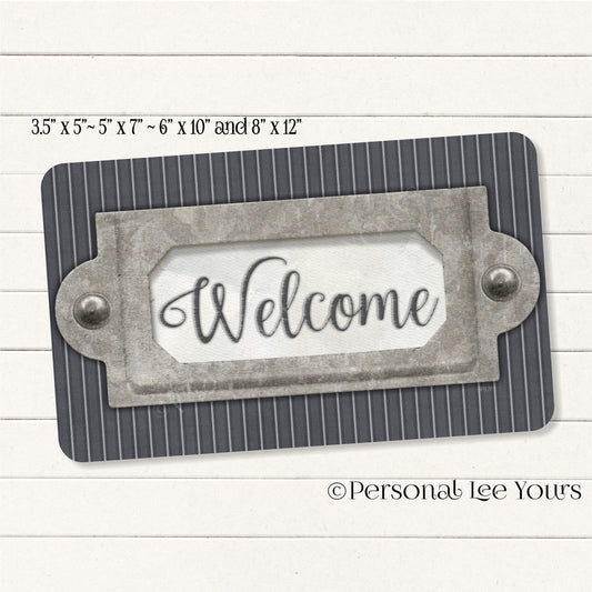 Wreath Sign * Farmhouse Bookplate Welcome * Charcoal * 4 Sizes * Horizontal * Lightweight Metal