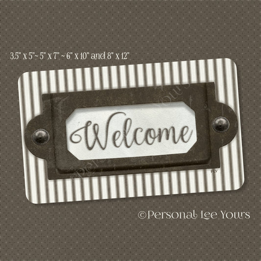 Wreath Sign * Farmhouse Bookplate Welcome * Brown * 4 Sizes * Horizontal * Lightweight Metal