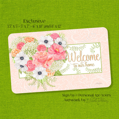 Nicole Tamarin Exclusive Sign * Floral Heart Welcome * Horizontal * 4 Sizes * Lightweight Metal