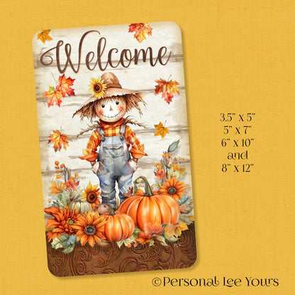 Wreath Sign * Wonderful Fall Welcome * Vertical * 4 Sizes * Lightweight Metal