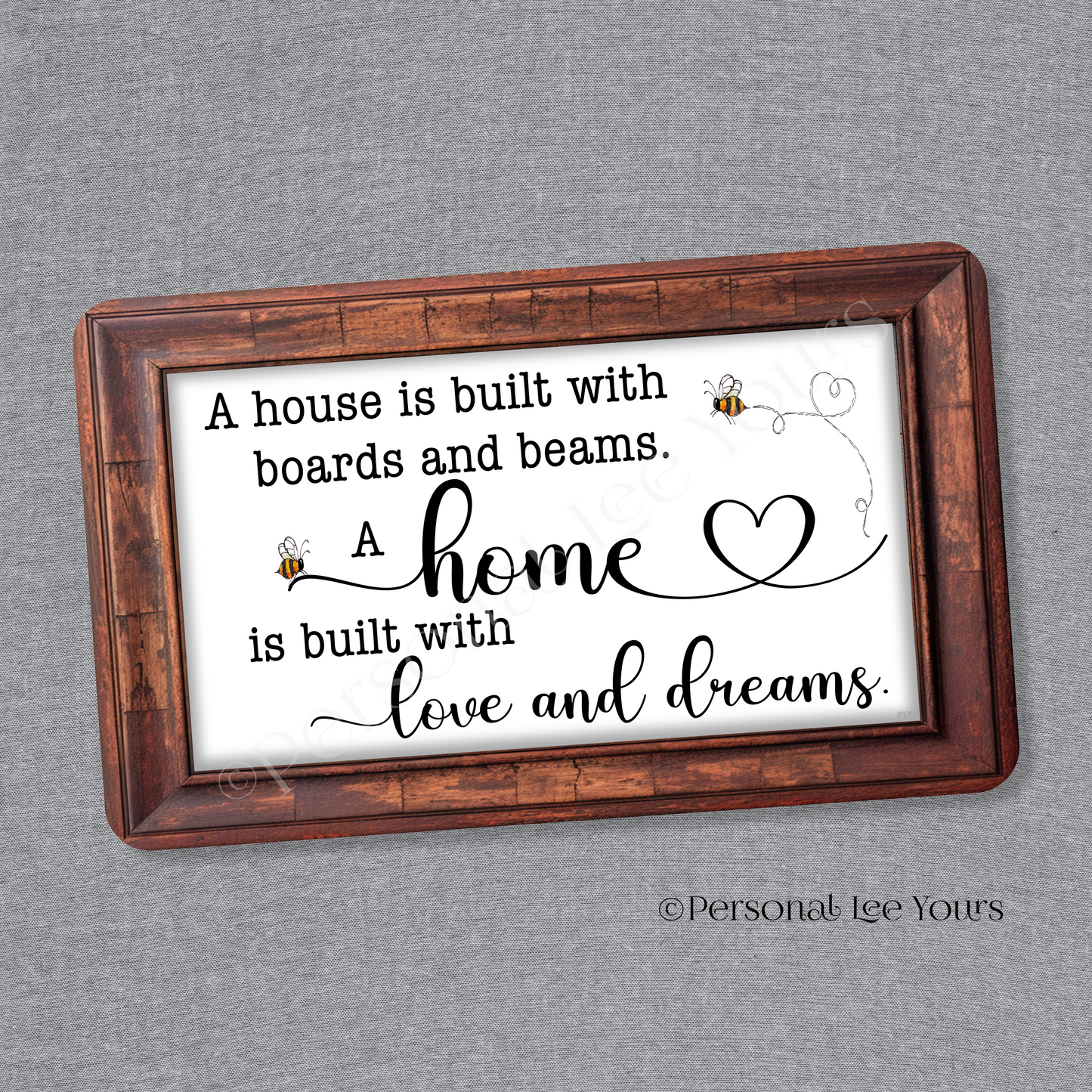 Wreath Sign * A Home Is Built On Love And Dreams * Horizontal * Lightweight Metal