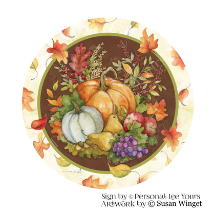 Susan Winget Exclusive Sign * Autumn Pumpkins * Round * Lightweight Metal