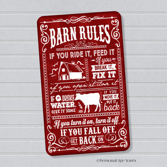 Farmhouse Wreath Sign * Barn Rules * Vertical * Lightweight Metal * Black, Red or Blue