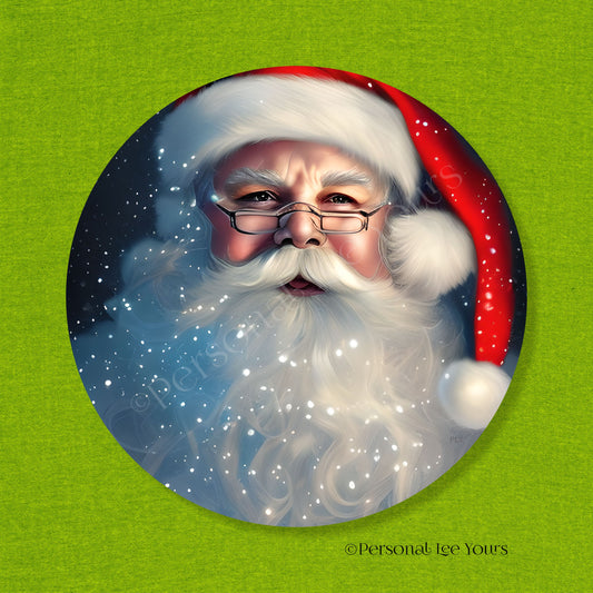 Christmas Wreath Sign * Beautiful Santa * Round * Lightweight Metal