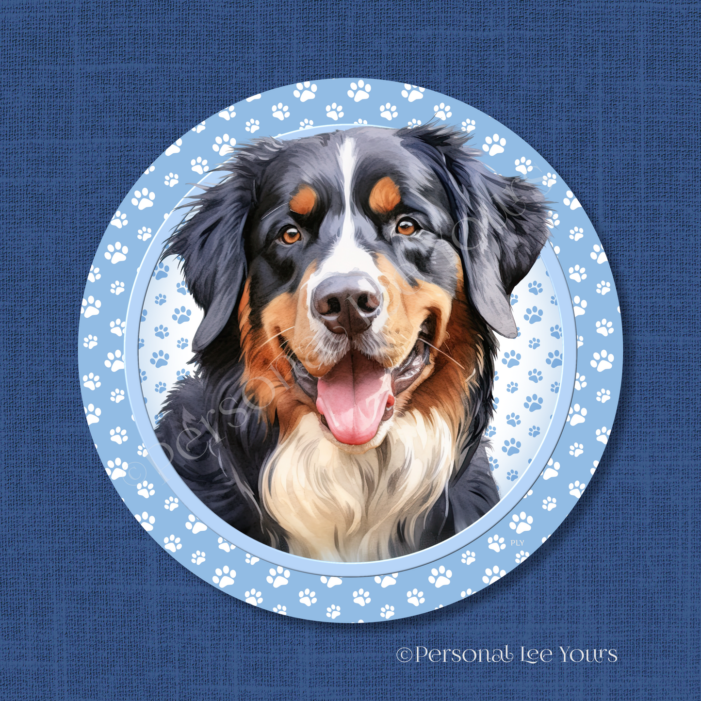 Dog Breed Wreath Sign * Bernese Mountain Dog * Round * Lightweight Metal