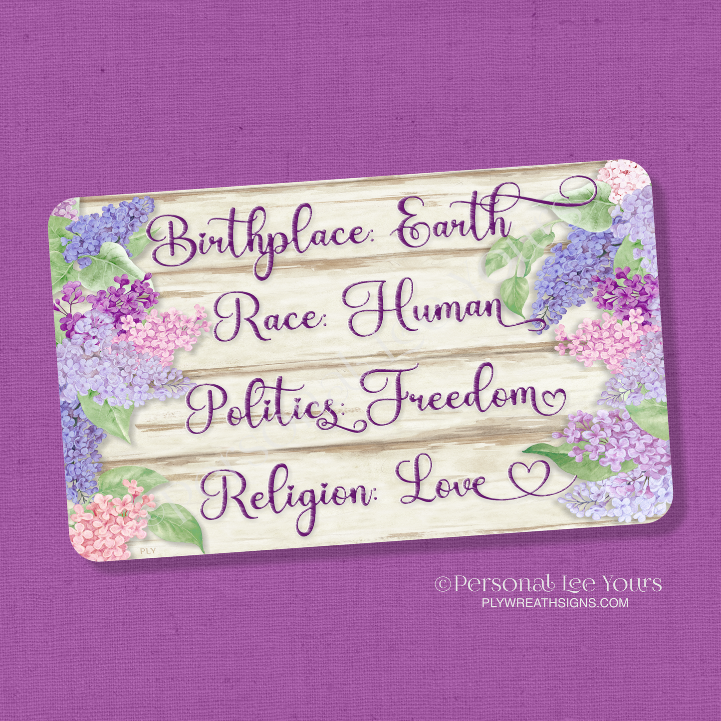 Wreath Sign * Birthplace: Earth * Horizontal *  3 Sizes * Lightweight Metal