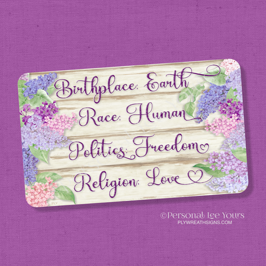 Wreath Sign * Birthplace: Earth * Horizontal *  3 Sizes * Lightweight Metal