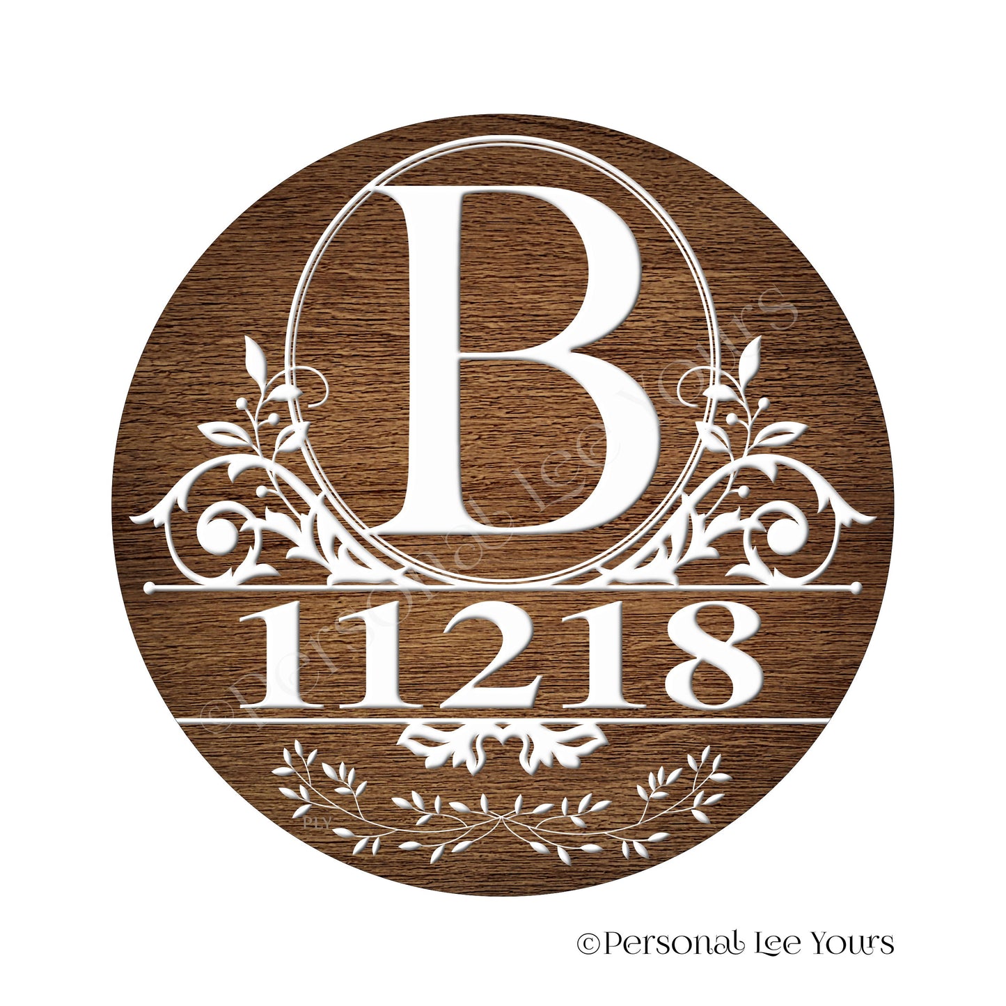 Personalized Wreath Sign * Brington Monogram * "Your House Number" * Round * Lightweight Metal