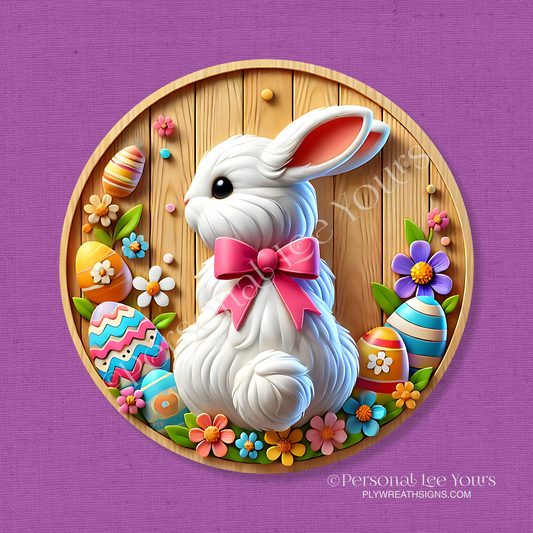 Wreath Sign * Easter Bunny Tail * Round * Lightweight Metal
