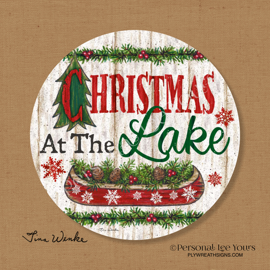 Tina Wenke Exclusive Sign * Christmas At The Lake * Round * Lightweight Metal