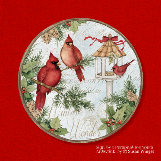 Susan Winget Exclusive Sign * Cardinal Bird Feeder * Round * Lightweight Metal