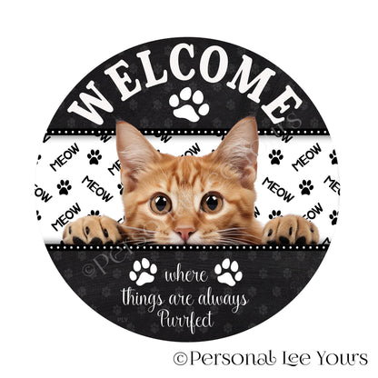 Pet Wreath Sign * Peeking Cat 3 * Round * Lightweight Metal