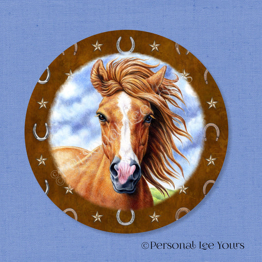 Wreath Sign * Horse * Chestnut Mare * Round * Lightweight Metal