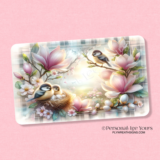 Wreath Sign * Chickadee Spring * Horizontal *  3 Sizes * Lightweight Metal