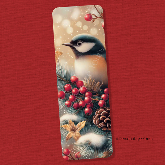 Christmas/Winter Wreath Sign * Banner *  Chickadee on Branch * 4" x 12" * Lightweight Metal