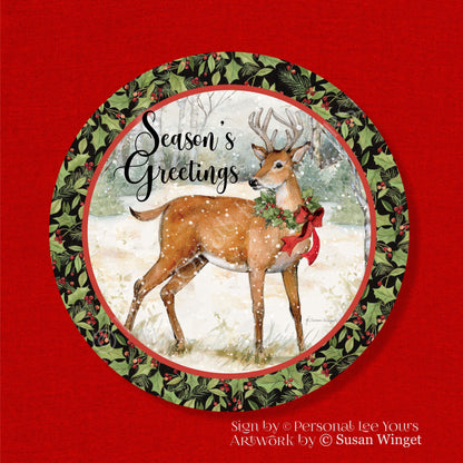 Susan Winget Exclusive Sign * Christmas Buck * Round * Lightweight Metal