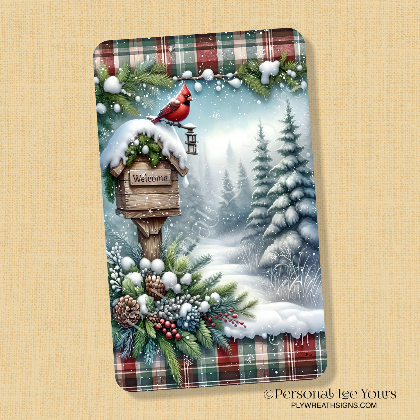 Wreath Sign * Christmas Wonderland * Vertical * 3 Sizes * Lightweight Metal