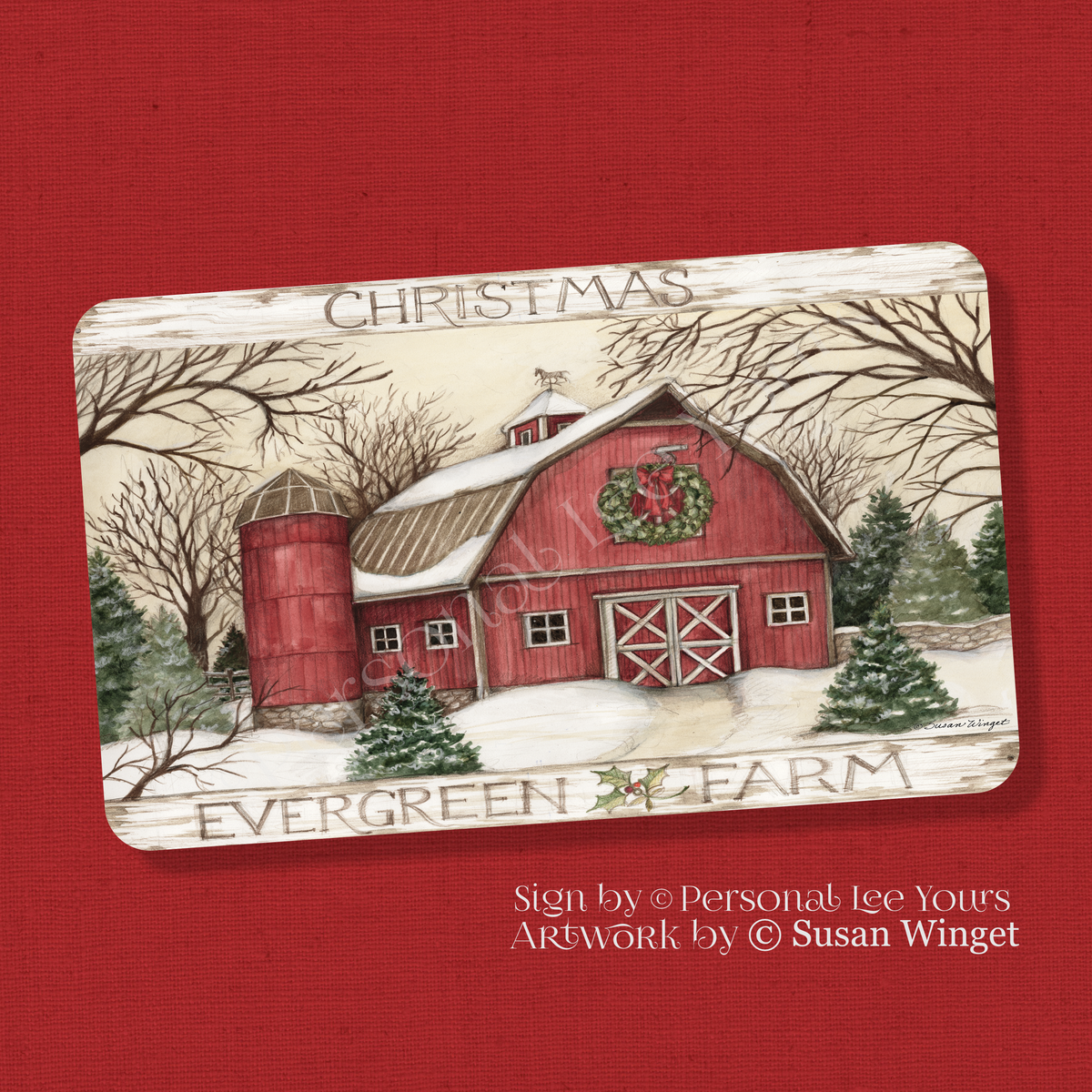 Susan Winget Exclusive Sign * Christmas Barn * Lightweight Metal