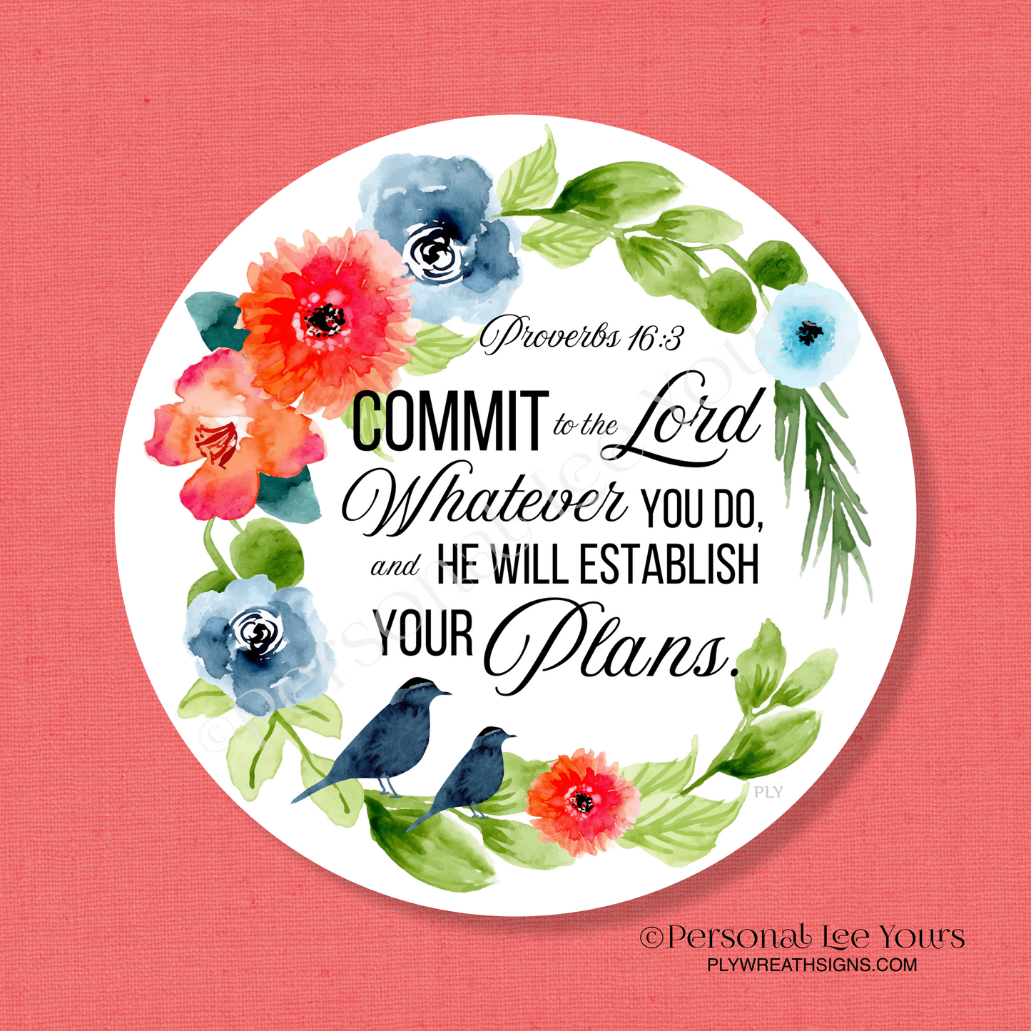 Wreath Sign * Commit To The Lord * Round * Lightweight Metal