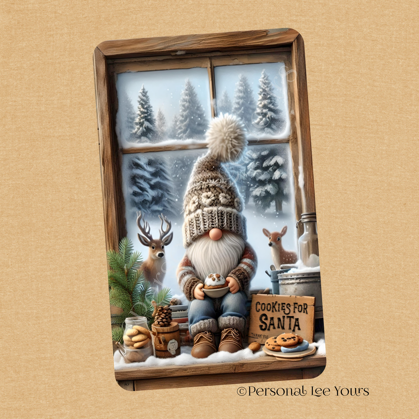 Christmas Wreath Sign * Cookies For Santa, Gnome * 4 Sizes * Lightweight Metal