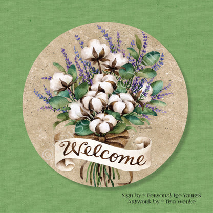 Tina Wenke Exclusive Sign * Cotton Bouquet Welcome * Round * Lightweight Metal