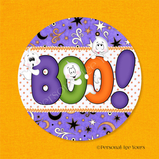 Halloween Wreath Sign * Cute Halloween BOO! * Round * Lightweight Metal