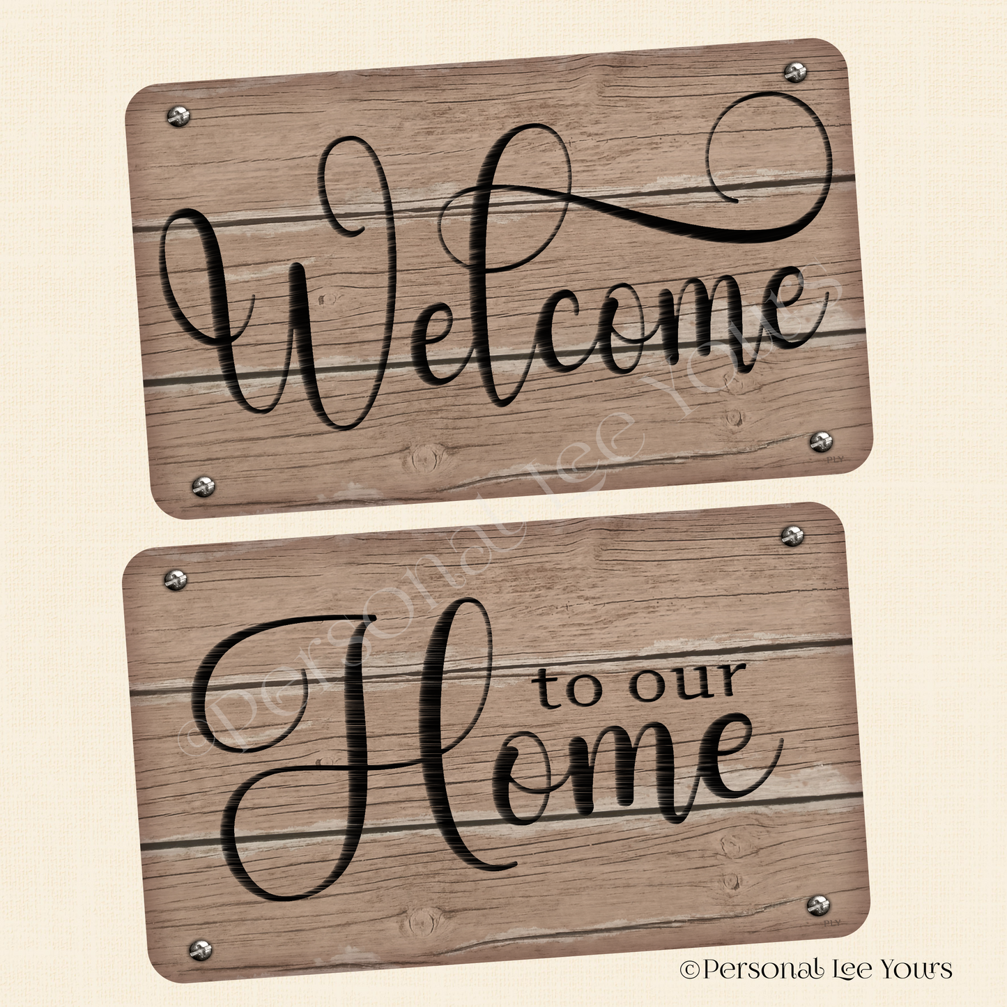 Wreath Sign * For Double Doors * Welcome To Our Home Set * 2 Sizes * Lightweight Metal