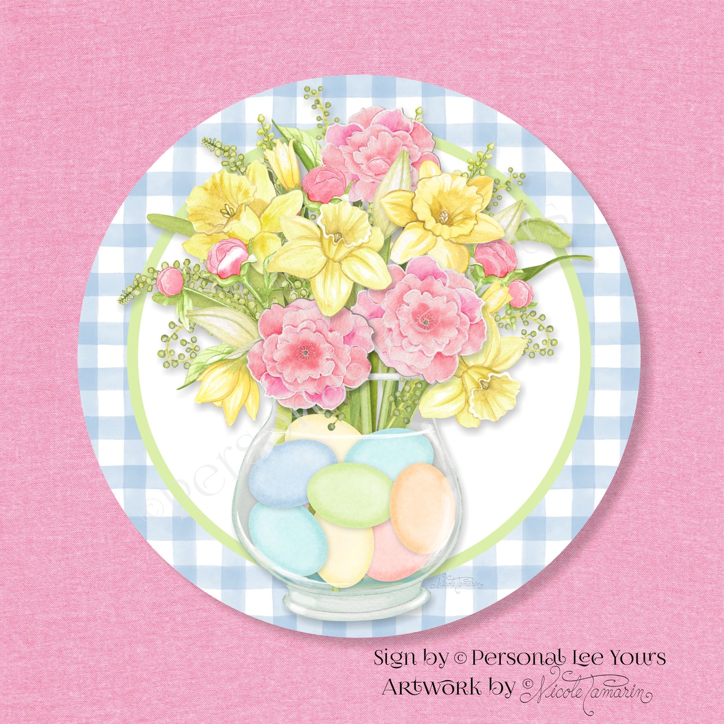 Nicole Tamarin Exclusive Sign * Easter Wishes * Round * Lightweight Metal