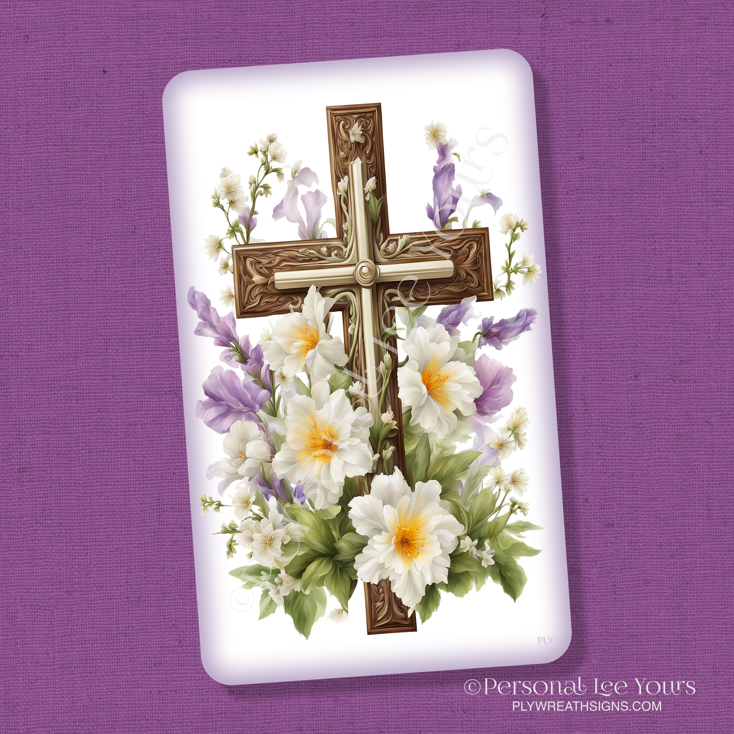 Wreath Sign * Easter Cross * Vertical *3 Sizes * Lightweight Metal