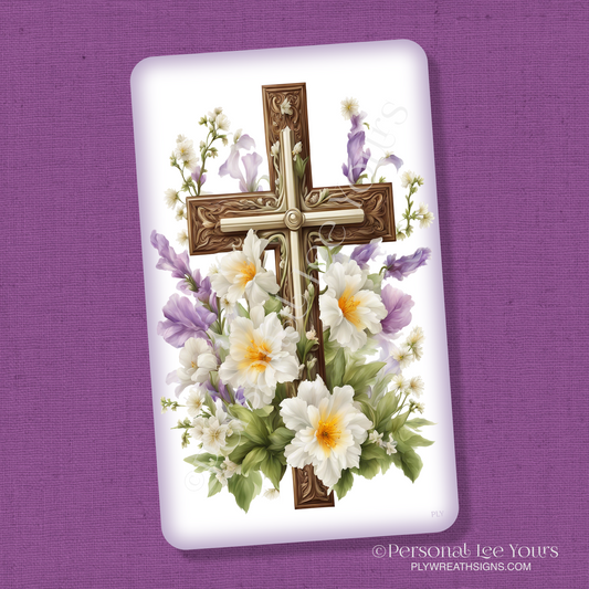 Wreath Sign * Easter Cross * Vertical *3 Sizes * Lightweight Metal