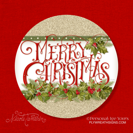 Nicole Tamarin Exclusive Sign * Elegant Christmas * 4 sizes *  Round * Lightweight Metal