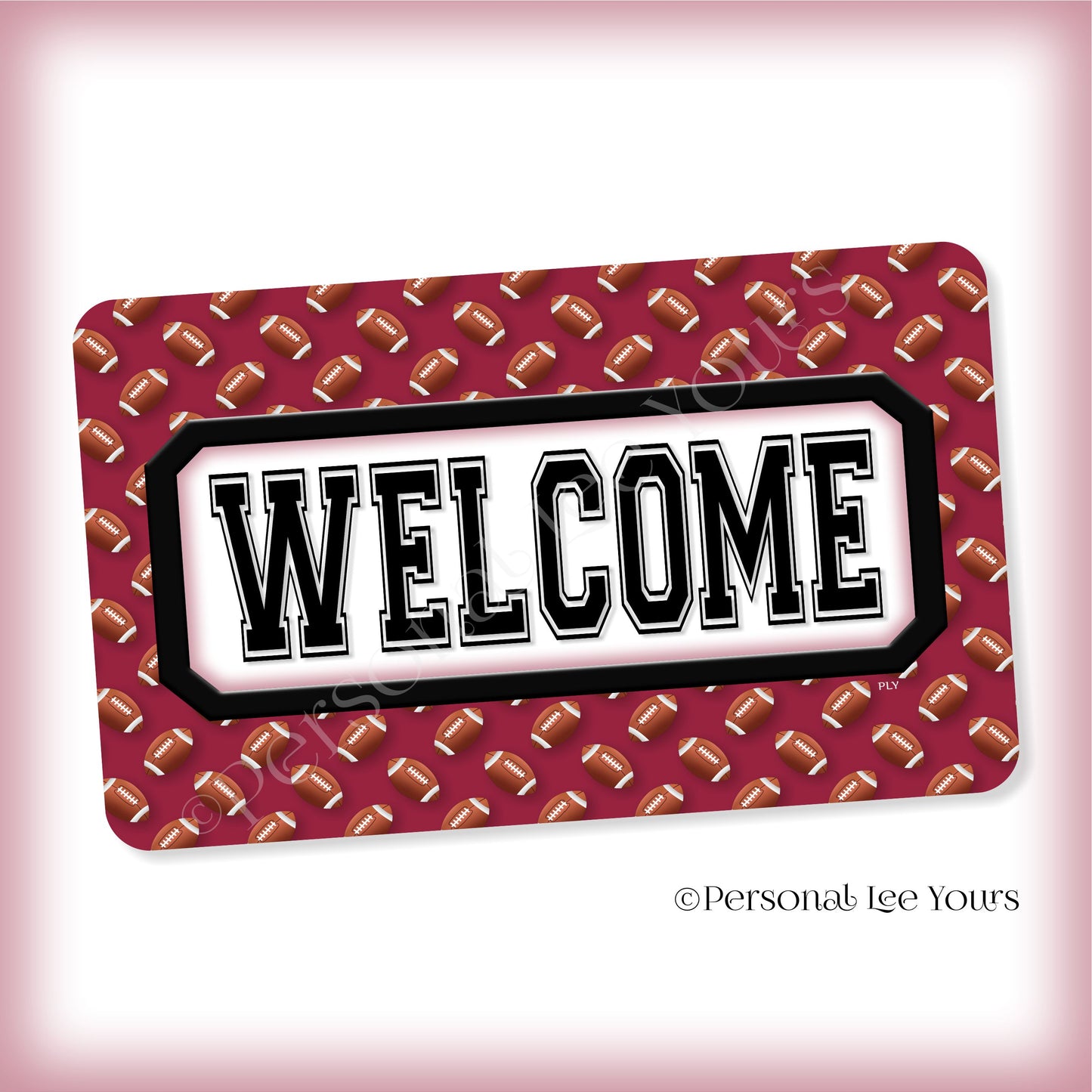 Simple Welcome Wreath Sign * Football, Arizona Red and Black * Horizontal * Lightweight Metal