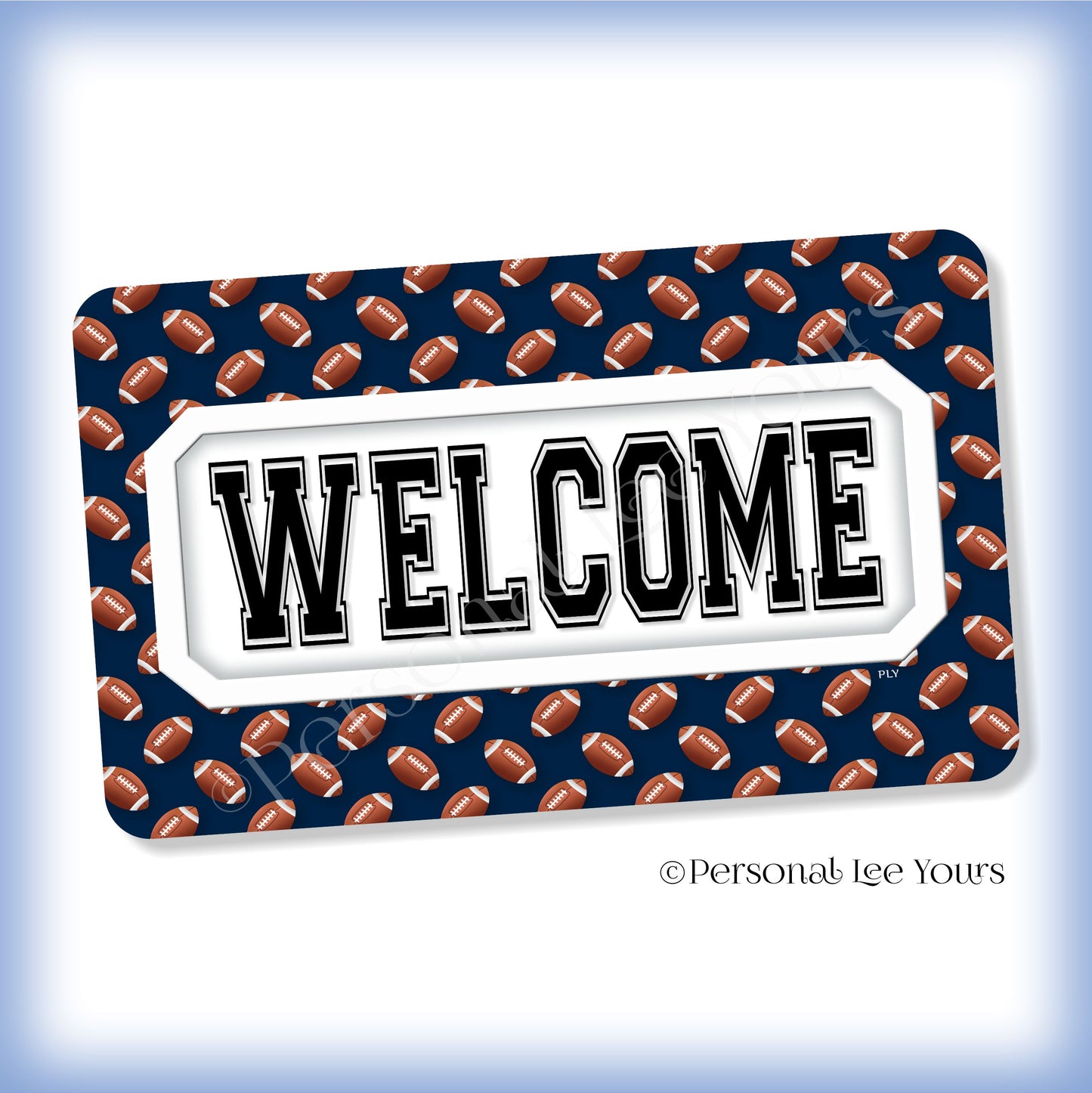Simple Welcome Wreath Sign * Football, Dallas Blue and White * Horizontal * Lightweight Metal