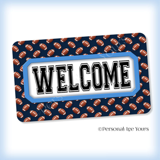 Simple Welcome Wreath Sign * Football, Tennessee Navy and Blue * Horizontal * Lightweight Metal