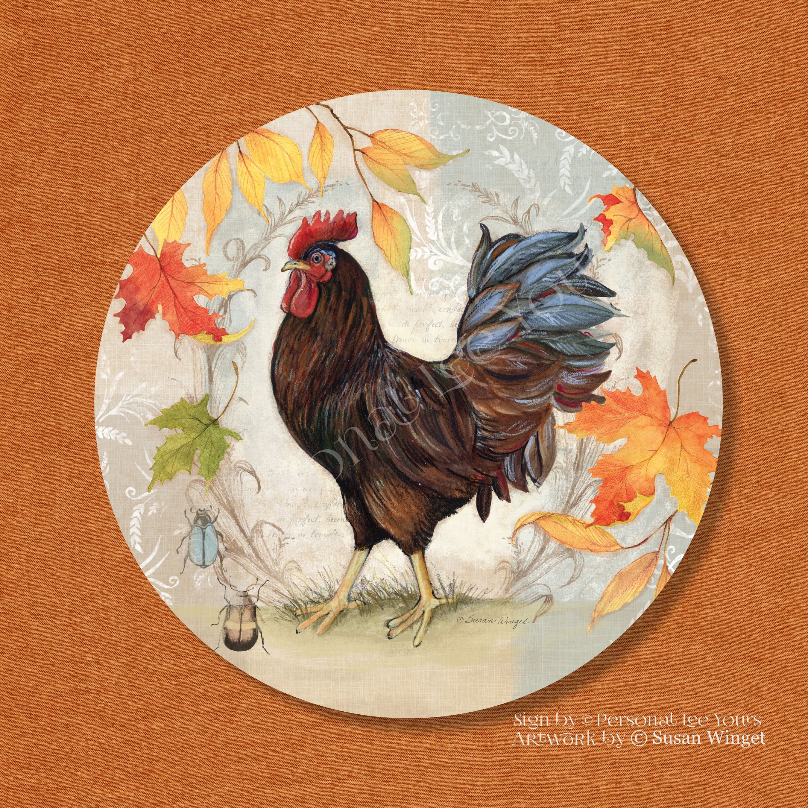 Best Wreath Signs by Personal Lee Yours Susan Winget Fall Brown Rooster ...
