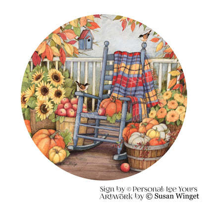 Susan Winget Exclusive Sign * Fall Comfort * Round * Lightweight Metal