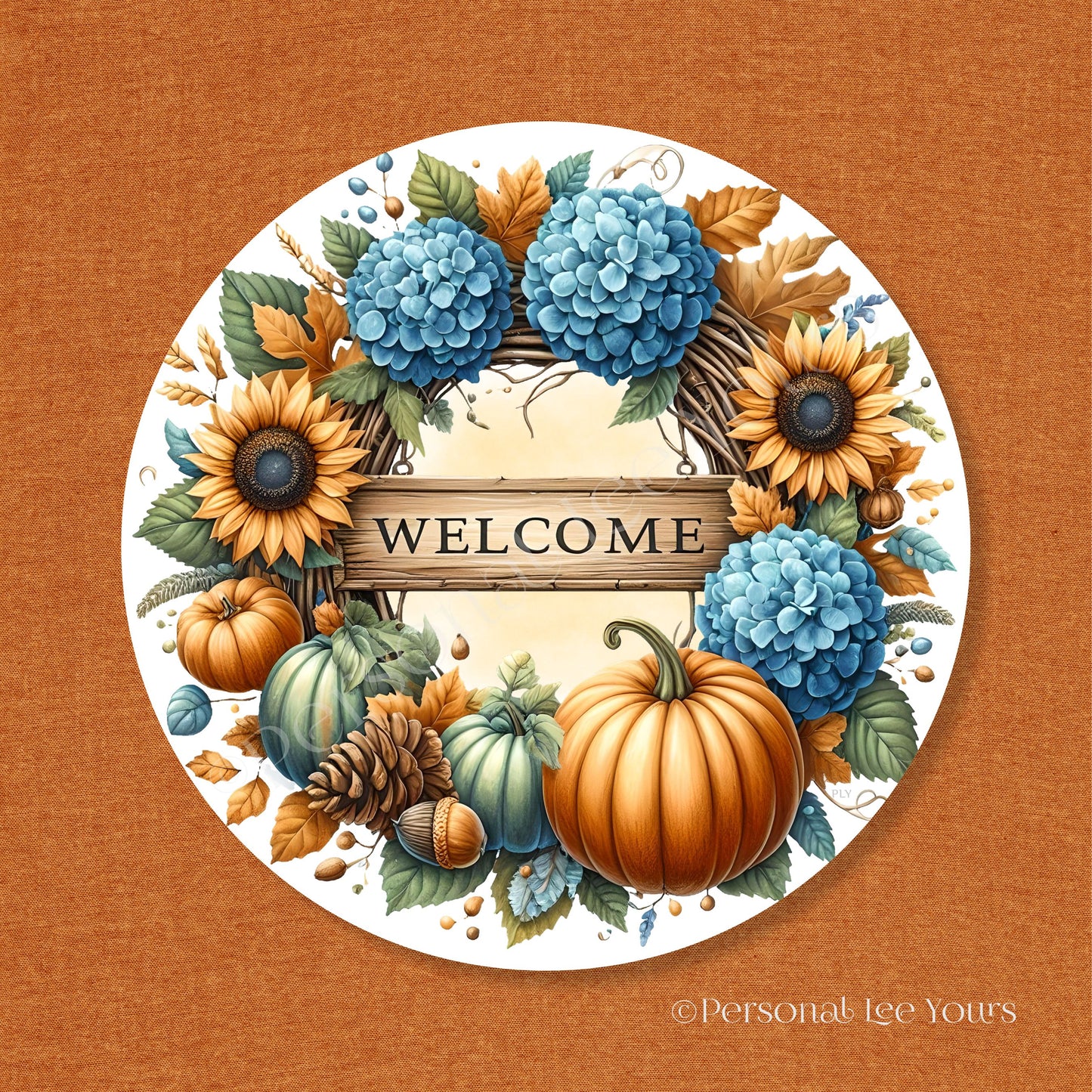 Wreath Sign * Fall Wreath Welcome * Round * Lightweight Metal