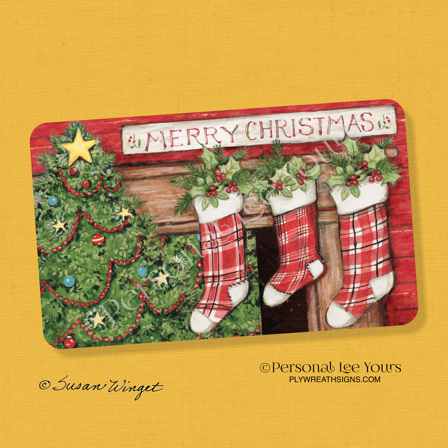 Susan Winget Exclusive Sign * Farmhouse Christmas Tree * Horizontal * 3 Sizes * Lightweight Metal