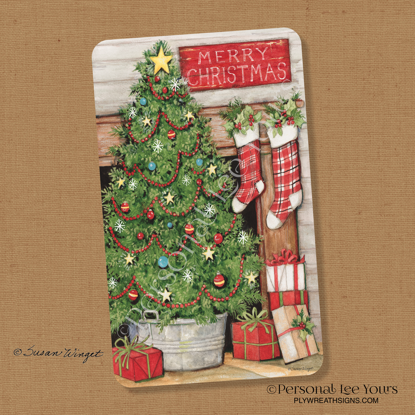 Susan Winget Exclusive Sign * Farmhouse Christmas Tree * Vertical * 3 Sizes * Lightweight Metal