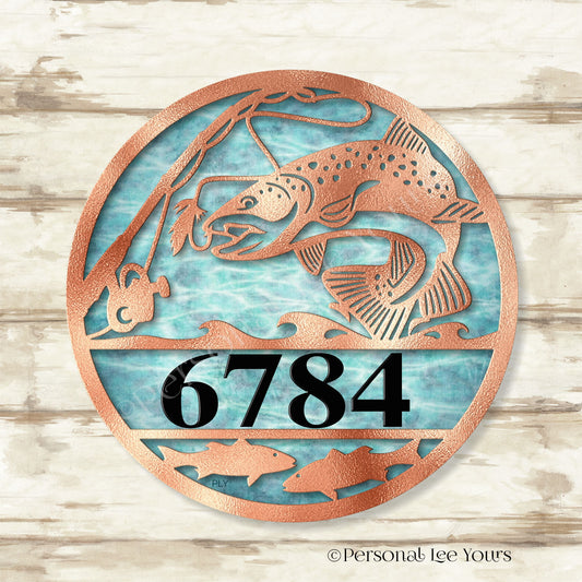 Personalized Wreath Sign * Fly Fishing * Your House Number * Round * Lightweight Metal