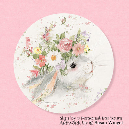 Susan Winget Exclusive Sign * Flower Bunny * Round * Lightweight Metal