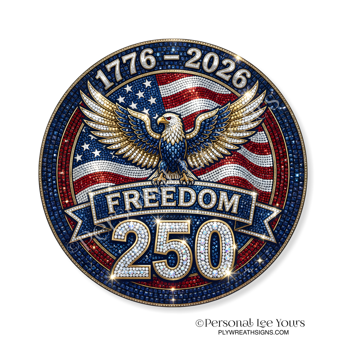 Wreath Sign * Freedom Eagle 250th Anniversary * Round * Lightweight Metal