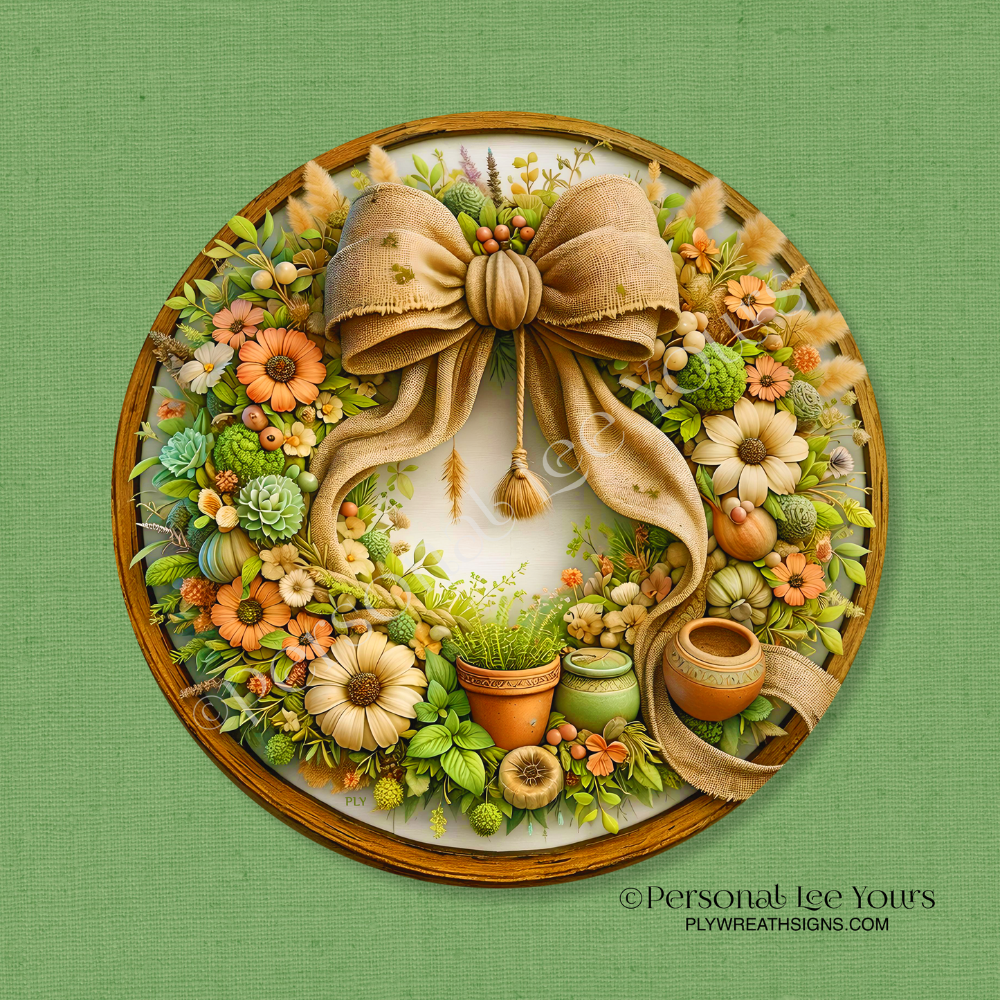 Wreath Sign * Garden Delight * Round * Lightweight Metal