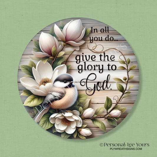 Wreath Sign * Glory To God * Round * Lightweight Metal